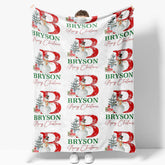 Aperturee - Snowman Letter Repeat Custom Name Christmas Blanket